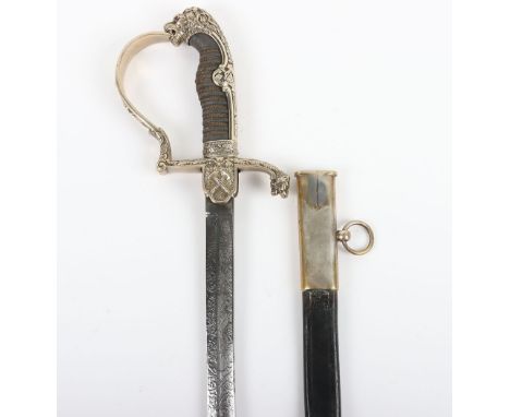 Scarce Imperial German / 1930’s Deluxe Pattern Military Academy Officials Parade Sword, fine quality officers lion head sword