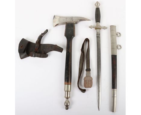 1930’s German Fire Brigade Officers Dress Dagger, Presentation Axe and Bayonet Knot, fine example of the Fire service officia