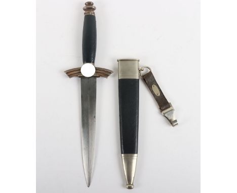 Third Reich DLV / NSFK Flyers Knife Dagger by SMF, Solingen, good example with nickel silver fittings, retaining the blue lea