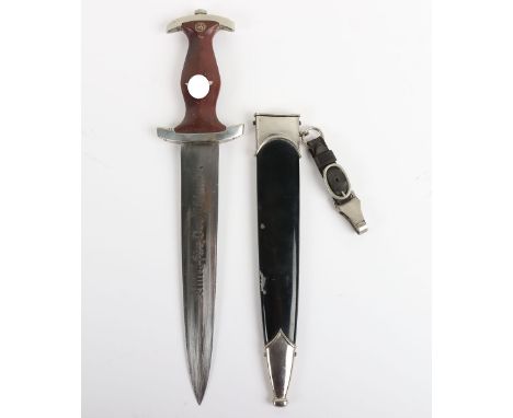 Third Reich NSKK Mans Dagger with Personal Dedication to Blade by E Knecht & Co, Solingen, fine example with dark brown woode