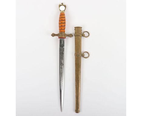 WW2 German Kriegsmarine Officers Dress Dagger by WKC, good orange grip example with the original wire binding. Brass eagle po