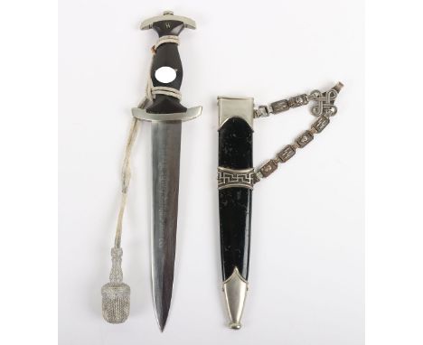 Third Reich SS (Schutzstaffel) Officers Chained Dress Dagger with Dedication to the Blade, fine untouched example of an early