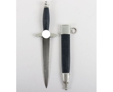 Third Reich NSFK Flyers Knife Dagger by F&A Helbig, good example with aluminium fittings and blue leather covering to the gri