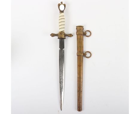 WW2 German Kriegsmarine Officers Dress Dagger by Clemen & Jung, Solingen, example with white celluloid grip having the origin