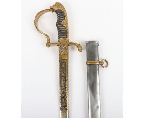 Impressive Imperial German Blue Gilt and Damascus Presentation Garde Officers Grosser Hilt Sword, superb quality officers swo