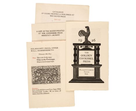 Private Press Prospectuses. Kelmscott Press, Upper Mall, Hammersmith, February 16th, 1897, 8 pp., printed in red and black, w