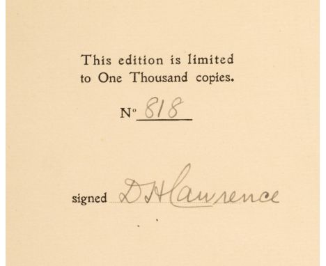 Lawrence (D. H.) Lady Chatterley's Lover, limited issue, privately printed, Florence: Tipografia Giuntina, 1928, partly unope