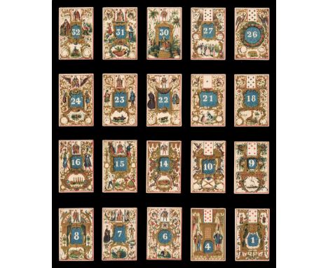 * French playing cards. Jeu de Cartes Arithmétique, Pierre Boboeuf: Paris, 1840, the complete Piquet deck of 32 chromolithogr