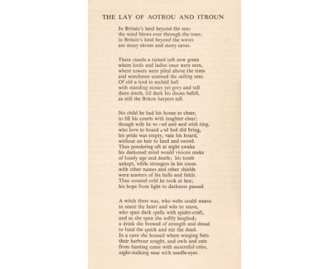 Tolkien (J. R. R). The Lay of Aotrou and Itroun, published in The Welsh Review, Vol. IV, No. 4, edited by Gwyn Jones, Decembe