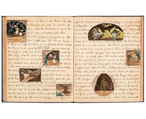 Manuscript storybook. Comprising a collection of seven illustrated children's adventure stories written in manuscript, early 