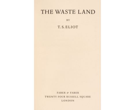 Eliot (T. S.) The Waste Land, limited issue, Verona: Officina Bodoni for Faber and Faber, 1961, light spotting to fore edges,
