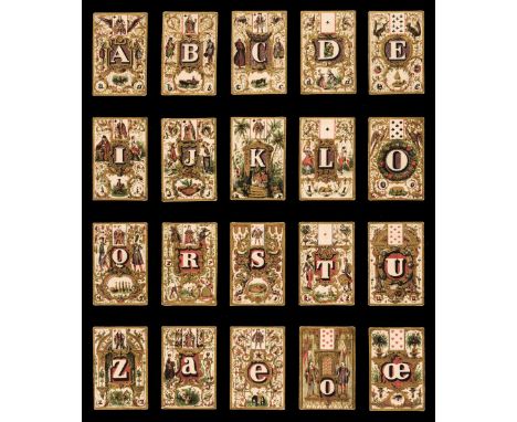 * French playing cards. Jeu de Cartes Abécédaire, Pierre Boboeuf: Paris, 1840, the complete Piquet deck of 32 chromolithograp