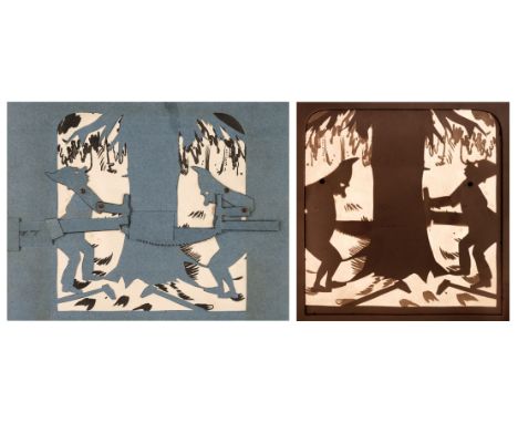 Meggendorfer (Lothar). Bewegliche Schattenbilder, II Vorstellung, München: Braun &amp; Schneider, [1887], 8 plates of silhoue
