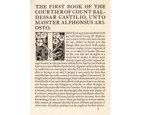 Essex House Press. The Courtyer of Count Baldessar Castilio, divided into foure bookes very necessary and profitable for yong