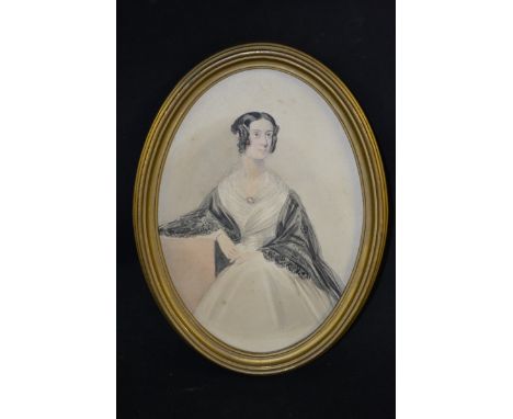 English School (19th century)
Portrait of a Young Lady
watercolour, oval, 24cm x 16.5cm