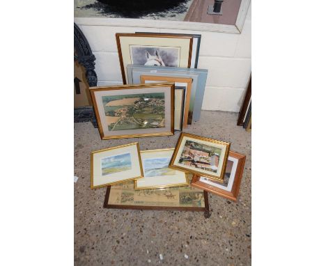 Mixed Lot: Various assorted pictures to include photographic prints of hares, coloured print of the racehorse Desert Orchid a
