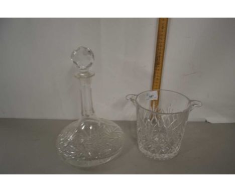 A Edinburgh Crystal ice bucket together with a ships decanter and stopper