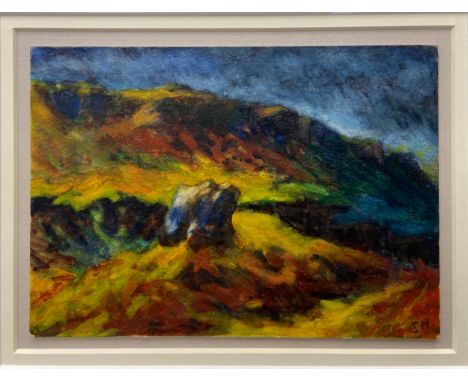 A small signed Impressionist style watercolour on board of a Yorkshire landscape dated 1994, in a conservation grade frame un