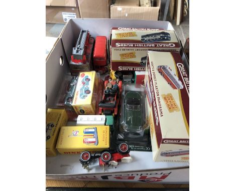 A collection of die cast toys, Dinky, Corgi, buses, etc 