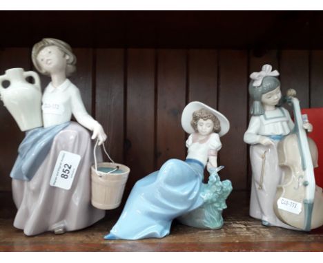 3 Nao figurines including Girl with Double Bass 