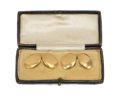 A pair of heavy 18ct gold gentleman's oval cufflinks, Birmingham assay marks, dated 1892, mm William Gibson & John Lawrence L