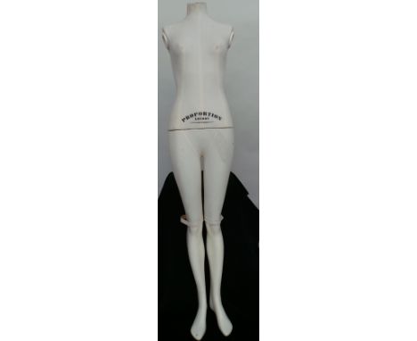 Full size cloth covered mannequin in two parts - top and bottom! No stand but hole at back of leg to take post.  Labelled 'Pr
