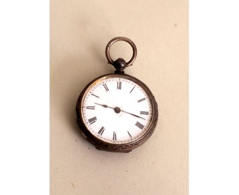A late 19th/early 20th century Swiss silver (.935) ladies pocket watch, makers mark LC, numbered 26924, enamel dial with Roma
