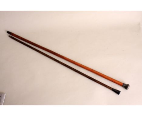 An early 20th century malacca swagger stick with silver top engraved 'South America 1919-1921', marks for London rubbed, the 