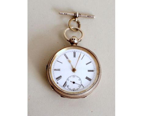 A Victorian silver pocket watch, William Evans, Birmingham 1897, enamel dial with Roman numerals, gilt workings signed Robert