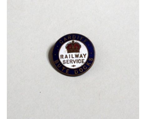 Cardiff Bute Docks Railway WWI Railway service enamel lapel badge by J. A. Wylie & Co. no. 324 (rare)