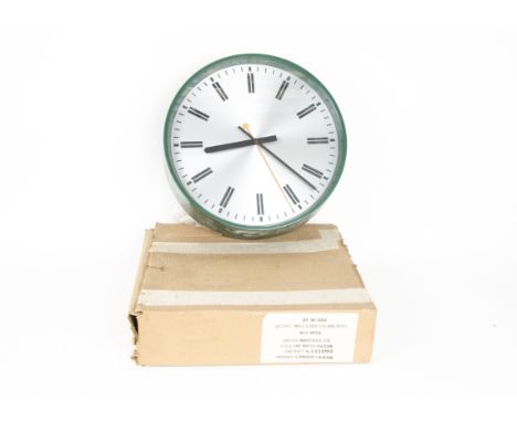 1970s Boxed Smiths Electric Dial Clock, a 1975 Smiths 'Sectric' wall clock in glazed green plastic case with silvered dial 12