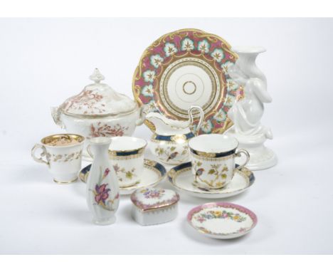 A Tuscan china part tea set depicting exotic birds together with other ceramics, mostly British and continental including mod