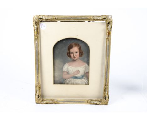 A portrait of a young girl,  an attractive subject but no suggestion of sitter, unsigned, 14 cm x 18 cm in mount, framed loos