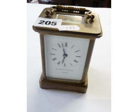 Matthew Norman of London Brass cased carriage clock with key 