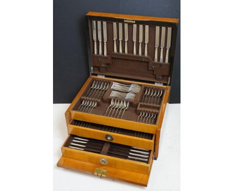 Extensive 108 piece silver hallmarked cutlery canteen by Harrison Brothers &amp; Howson. Hallmarked Sheffield mostly 1945 and