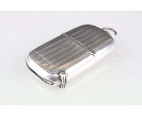 Edwardian silver hallmarked vesta and sovereign case combination having an engraved case with bale to top. Hallmarked Birming
