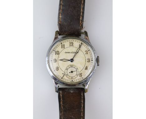 Jaeger-LeCoultre gents stainless steel watch, champagne dial and seconds dial, Arabic numerals, diameter approx 30mm, the cas