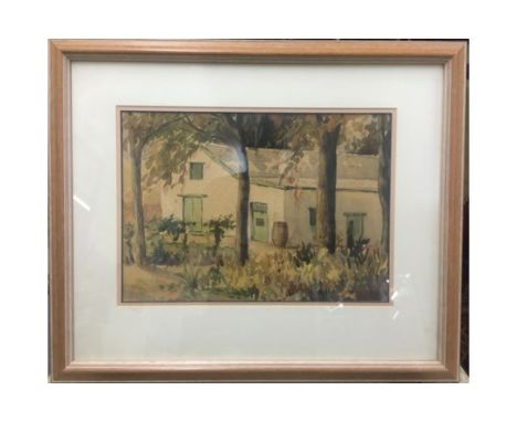 John Williams (20th century South African), a Capelands farmhouse, watercolour, signed lower left in pencil, H.28cm W.39.5cm