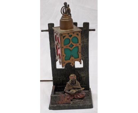 A Middle Eastern style metal lamp, stamped Germany, H.32cm