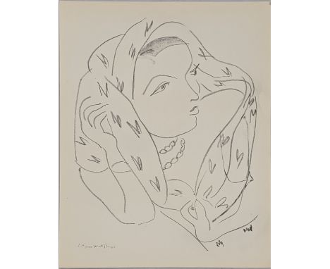 Henri Matisse (French, 1869-1954), Lady in Veil (L16), chromo lithograph, signed within the plate, unframed, H.32cm W.24.5cm