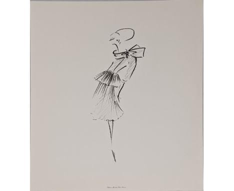 20th century French School, fashion dress design, lithograph, unframed, H.50cm W.20cm