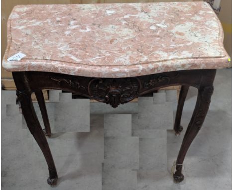 An Irish Georgian style mahogany console table with marble top 