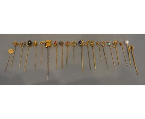 A 9ct. Gold Stick Pin, Together With A Collection Of Other Similar Stick Pins 