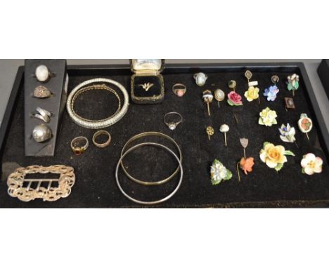 A Small Collection Of Silver Jewellery, Together With Various Stick Pins 