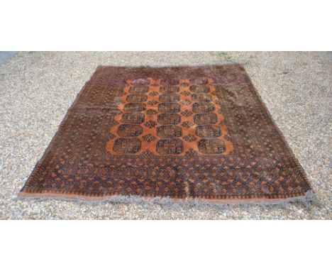 An Afghan Carpet, With Three Rows Of Gulls Upon A Beige ground within multiple borders, 264cm x 216cm 