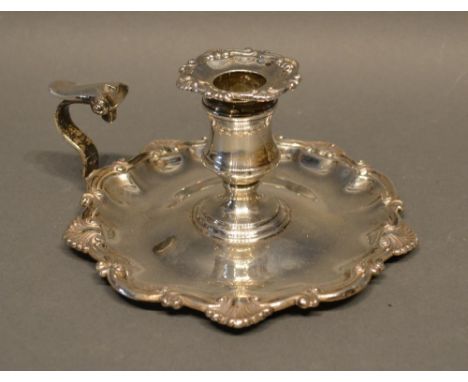 A Victorian Silver Chamber Stick Of Shaped Outline Sheffield, 1850 