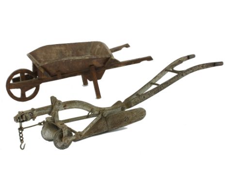 Toys:&nbsp;&nbsp;&nbsp;An attractive 19th Century hand made oak Wheel Barrow, and an extremely well made miniature iron Ploug