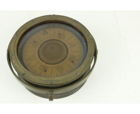 A heavy circular Ships brass Binnacle Compass, 12" (31cms). (1) 