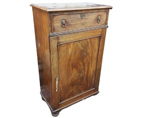 A 19th Century mahogany Dining Room Pedestal, the rectangular moulded top above a frieze drawer and single panel door below, 