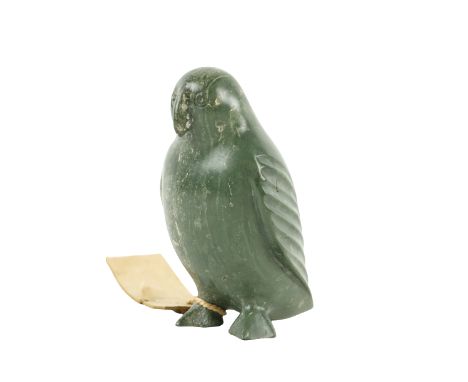 A 19th Century carved old Pounamu Jade Figure Maori Kakapo Totem Bird, of naïve charming style, approx. 10cms (4") high. (1)